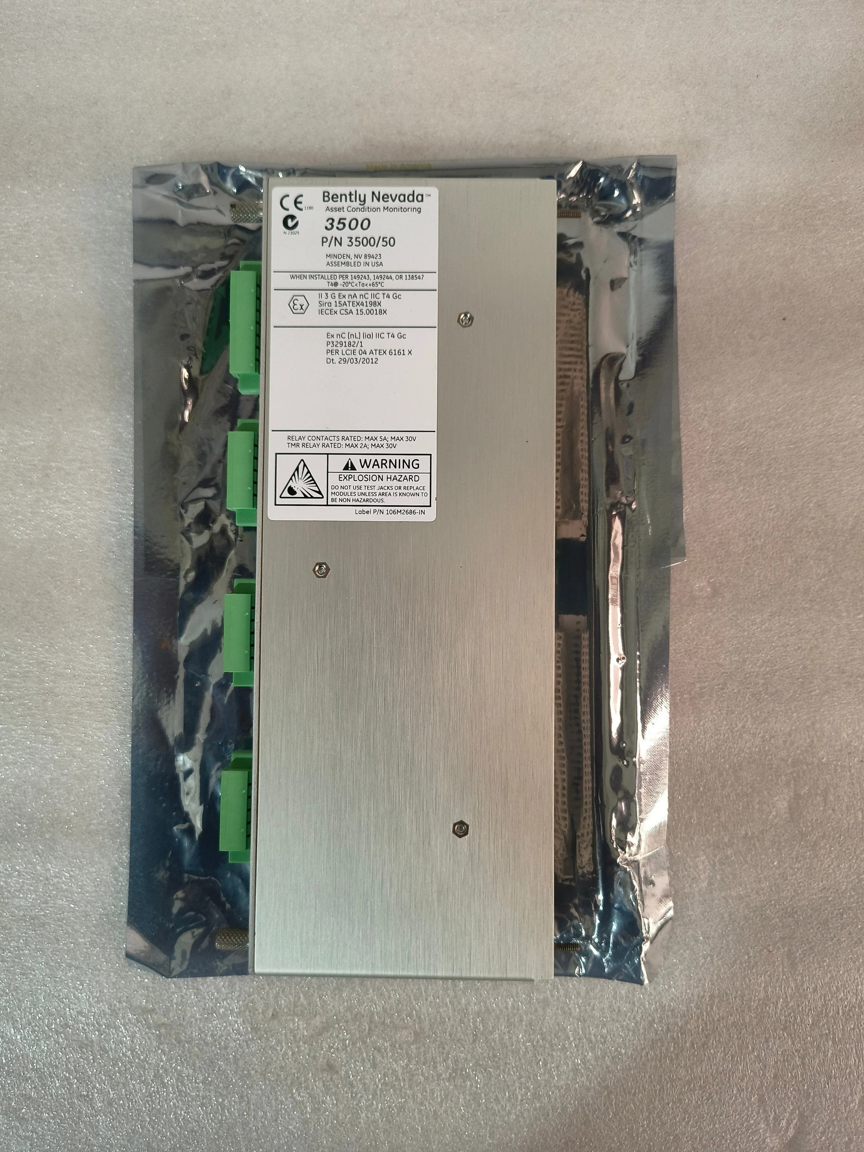 BENTLEY NEVADA 3500/50 P/N 106M2686-IN