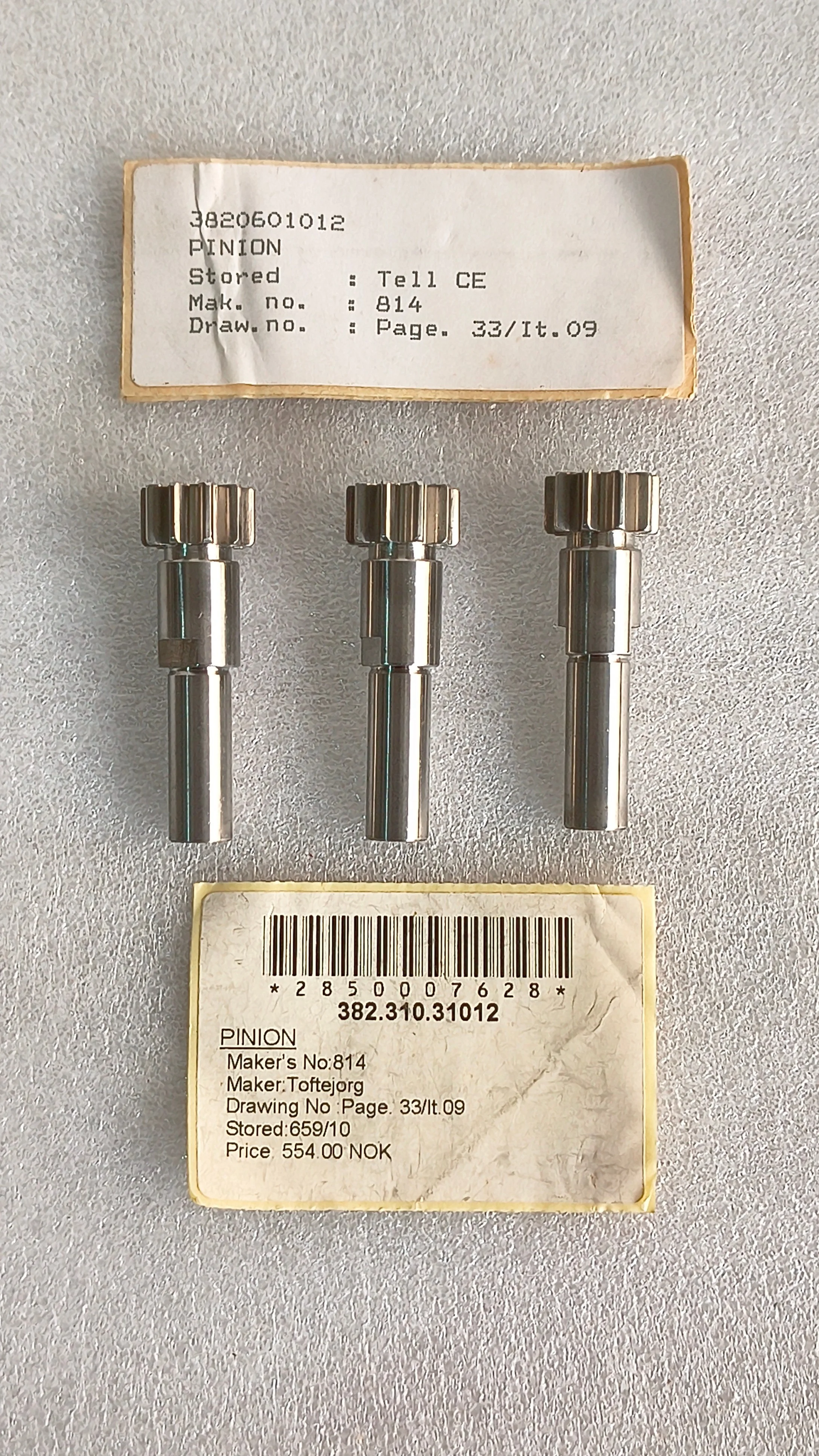 TOFTEGORJ TANK CLEANING 814 PINION LOT OF 03 PCS