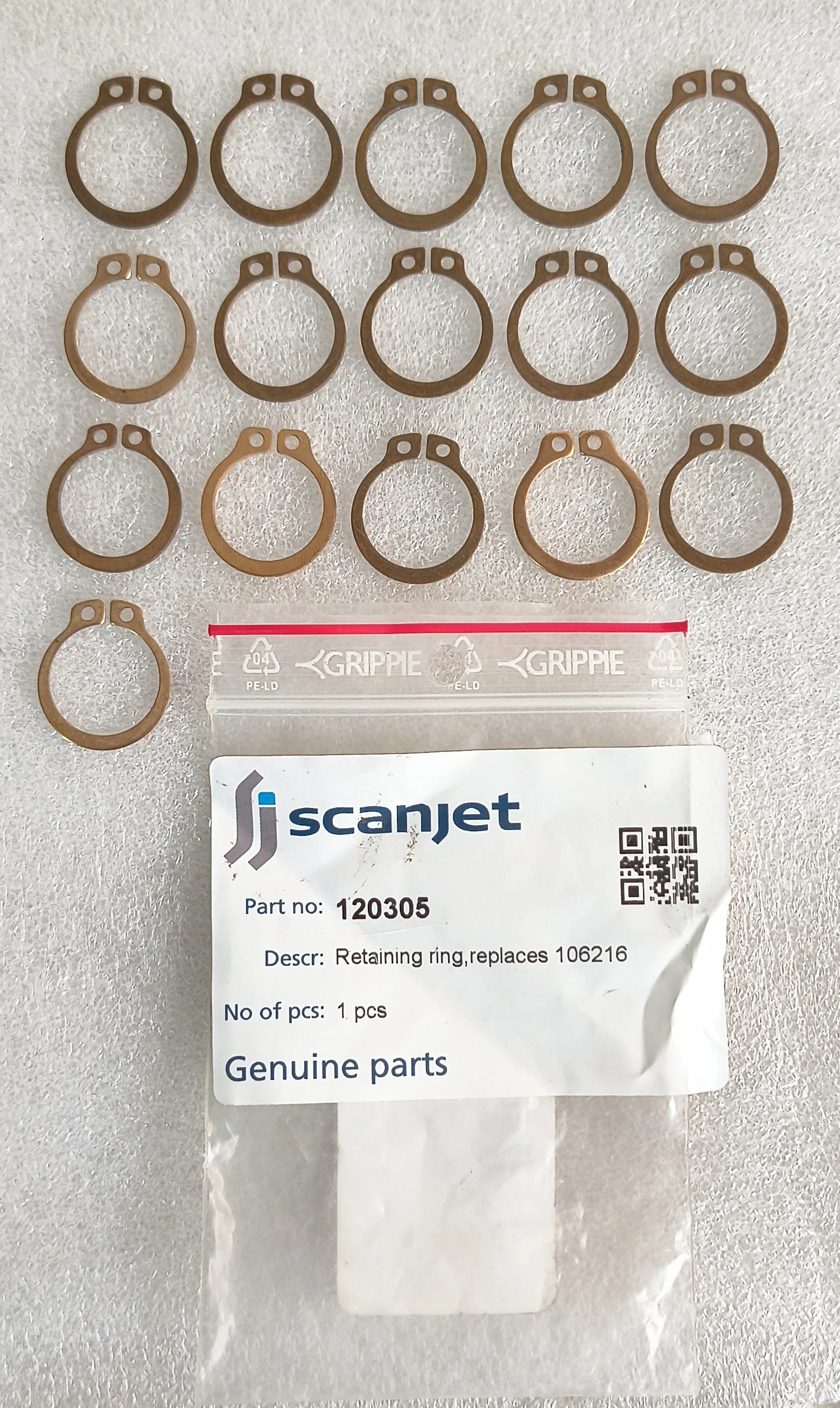 SCANJET TANK CLEANING MACHINE 120305 RETAINING RING LOT OF 15 PCS REPLACE 106216