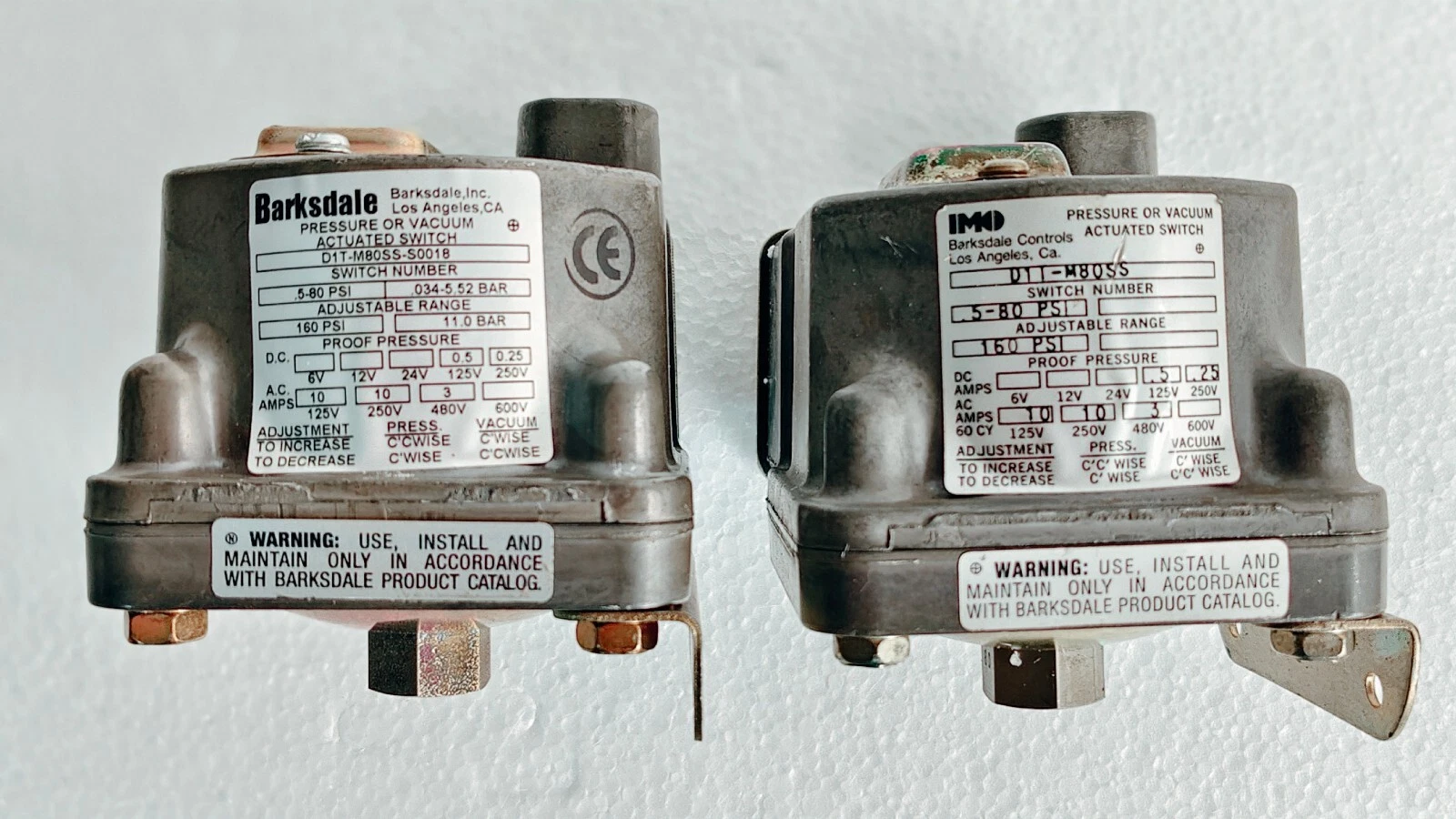 Barksdale d1t-m80ss-s0018 / D1T-M80SS-S0018 Pressure or Vacuum Actuated Switch