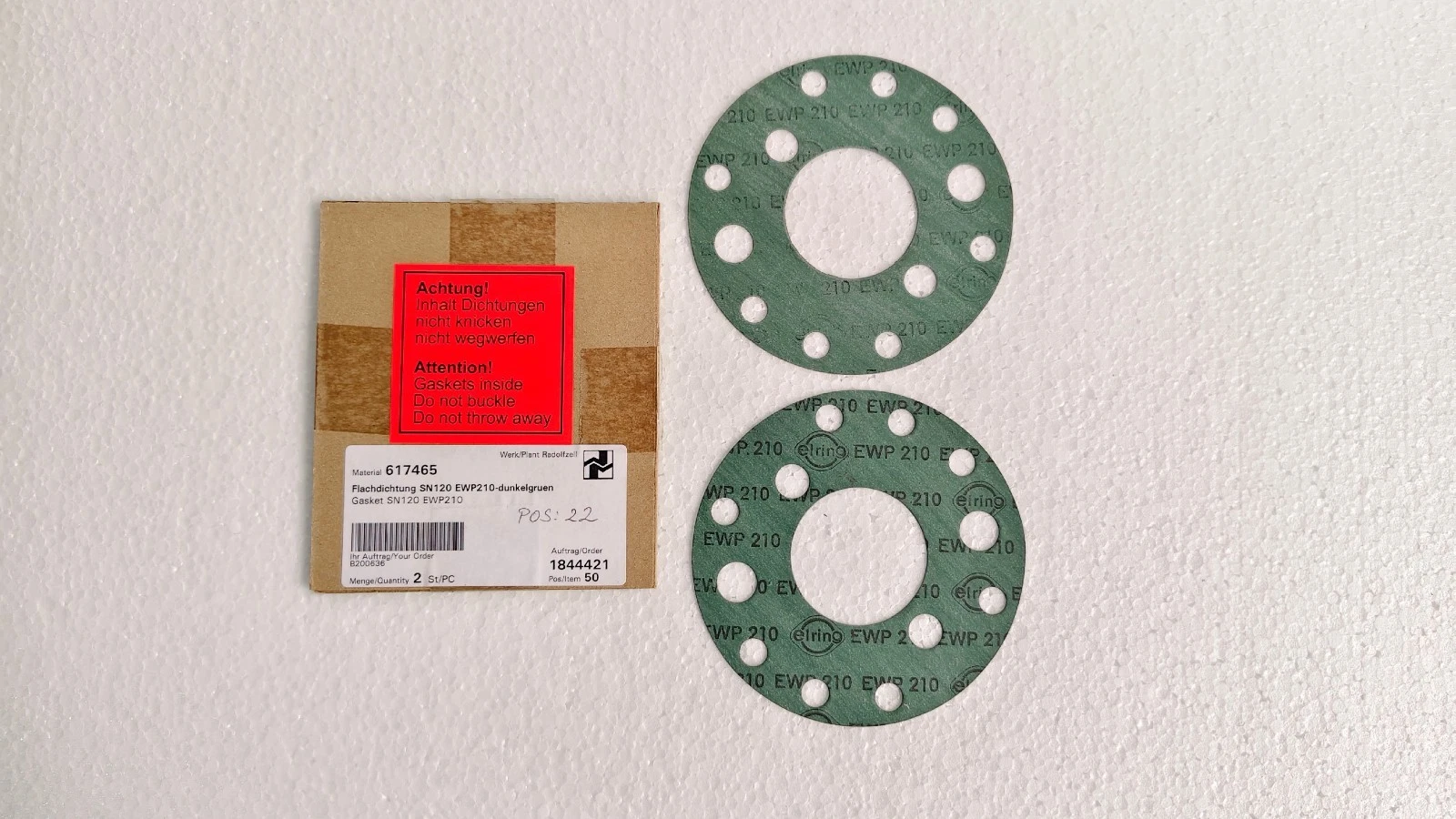 Elring ewp210 / EWP 210 Gasket Lot of 02 Pcs Pos:22