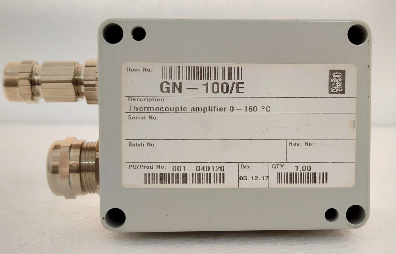 KONGSBERG GN-100/E THERMOCOUPLE AMPLIFIER GN-100 0-160 °C