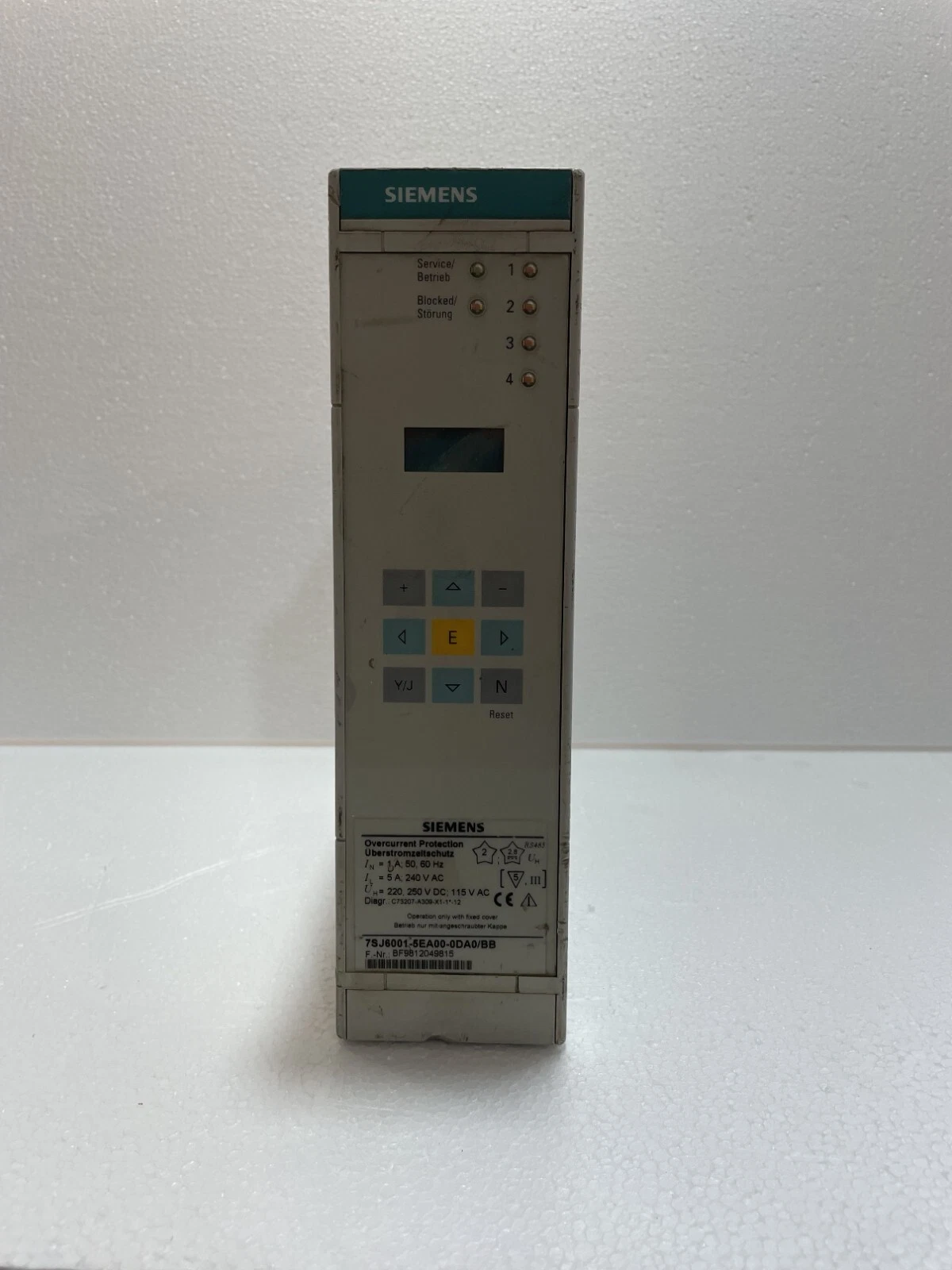 Siemens 7sj6001 / 7SJ6001-5EA00-0DA0/BB Over Current Protection Relay
