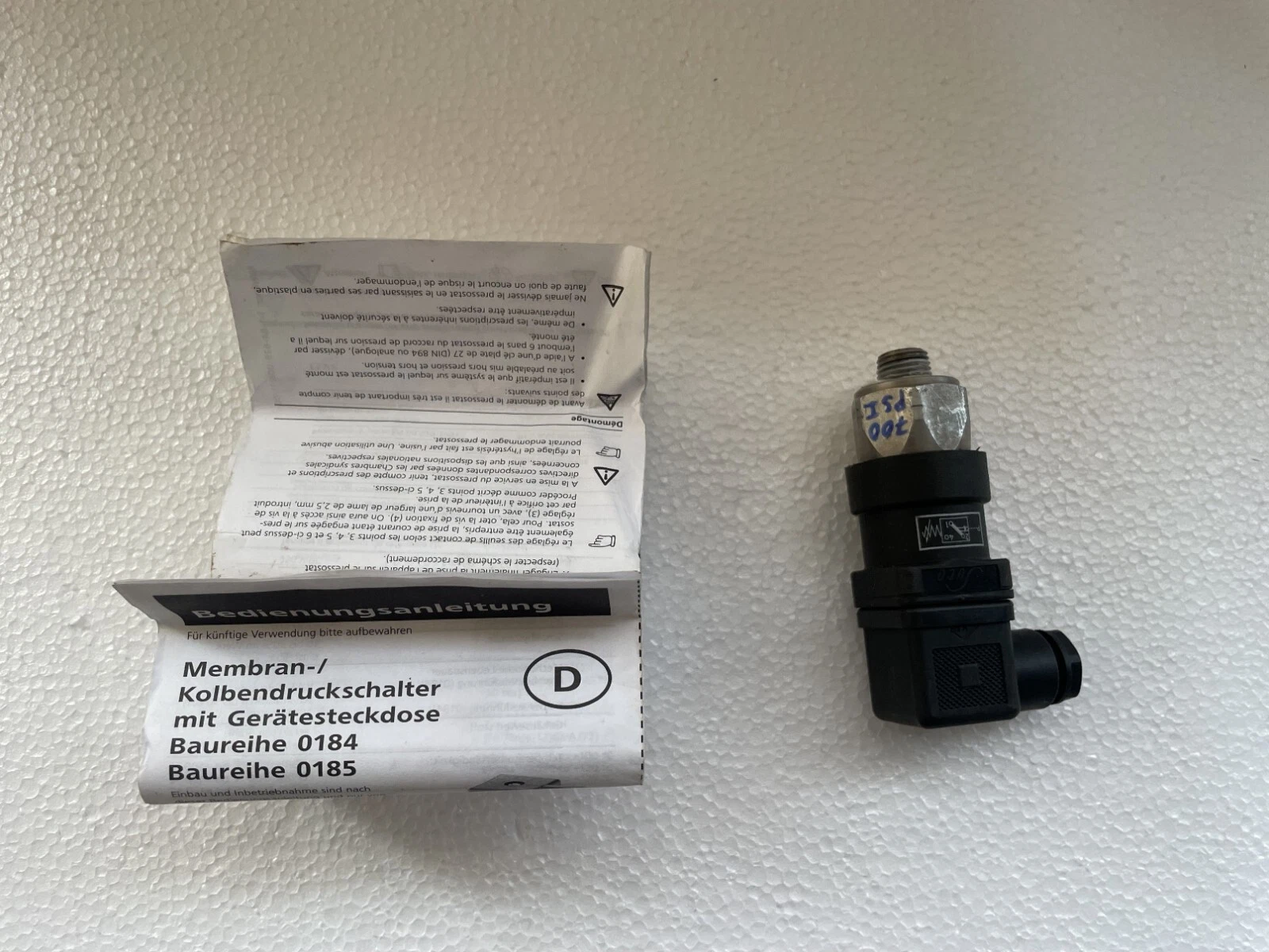 Suco 0184-45803-1-042 Diaphragm Pressure Switch 1 - 10 Bar *New*